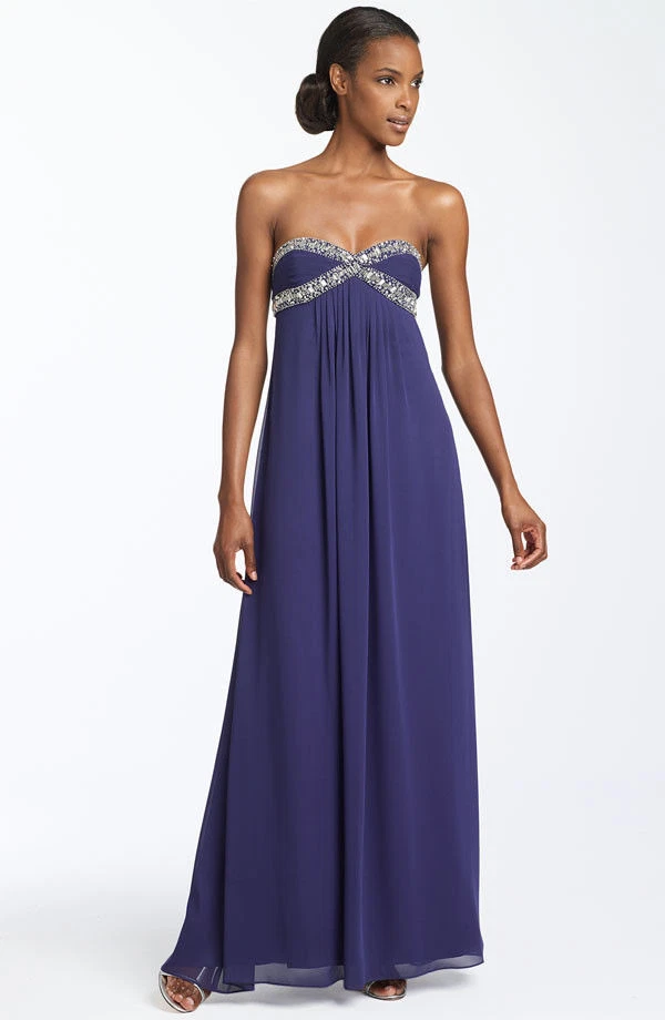 Navy strapless sales formal dress