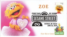 AO- 5394P-2, 2019, Sesame Street  Add-on Cover, First Day Cover, Pictorial Postm