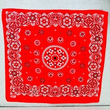 Vintage Bandana Red w Flowers Fast Color 100 Cotton RN13960