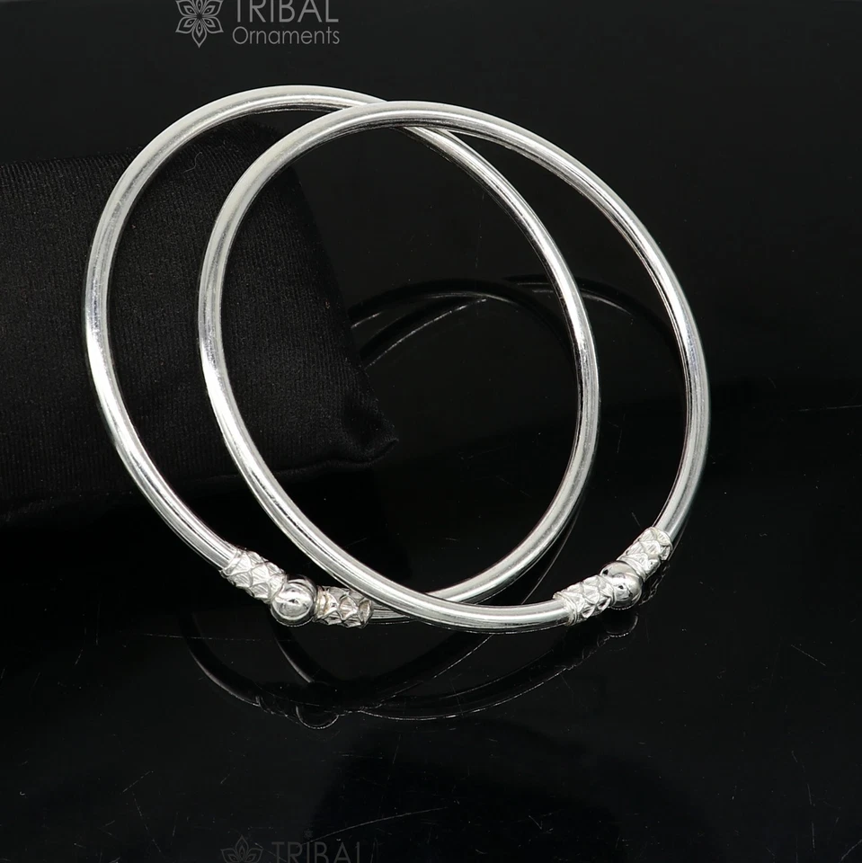 925 Sterling silver Handmade plain design indian traditional women's kada nsfk97 - Image 4 of 4