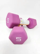 CAP Hex Neoprene 5 lb Dumbbell Workout  Weights Set of 2 New