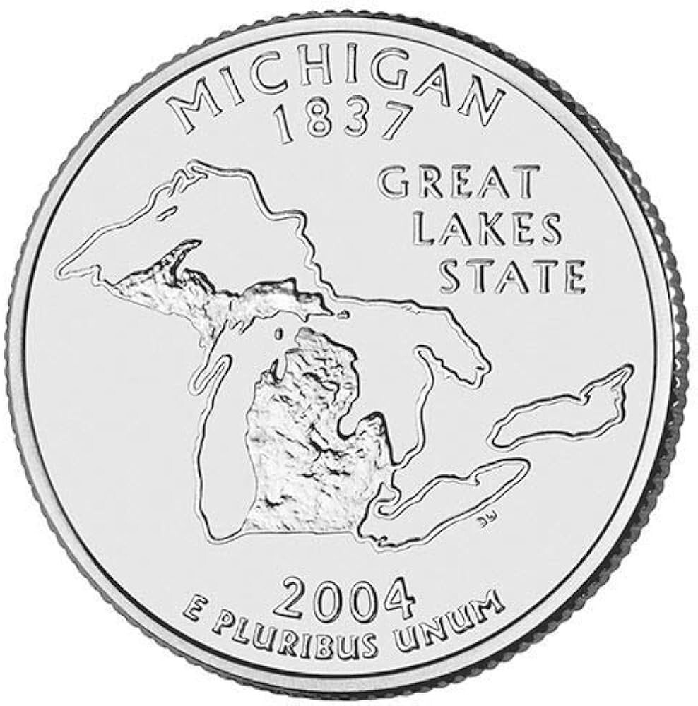 2004 P Michigan State Quarter Cent Coin From US Mint 25 Cents