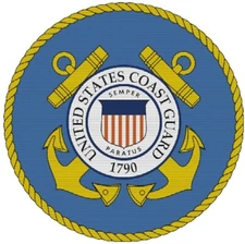 United States Coast Guard Logo Drink Coasters Polyester Top Rubber Bottom Set 4