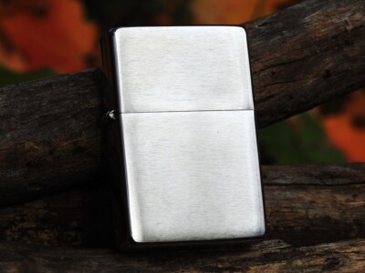 Zippo Lighter - Vintage Look - Brushed Chrome Without Slash