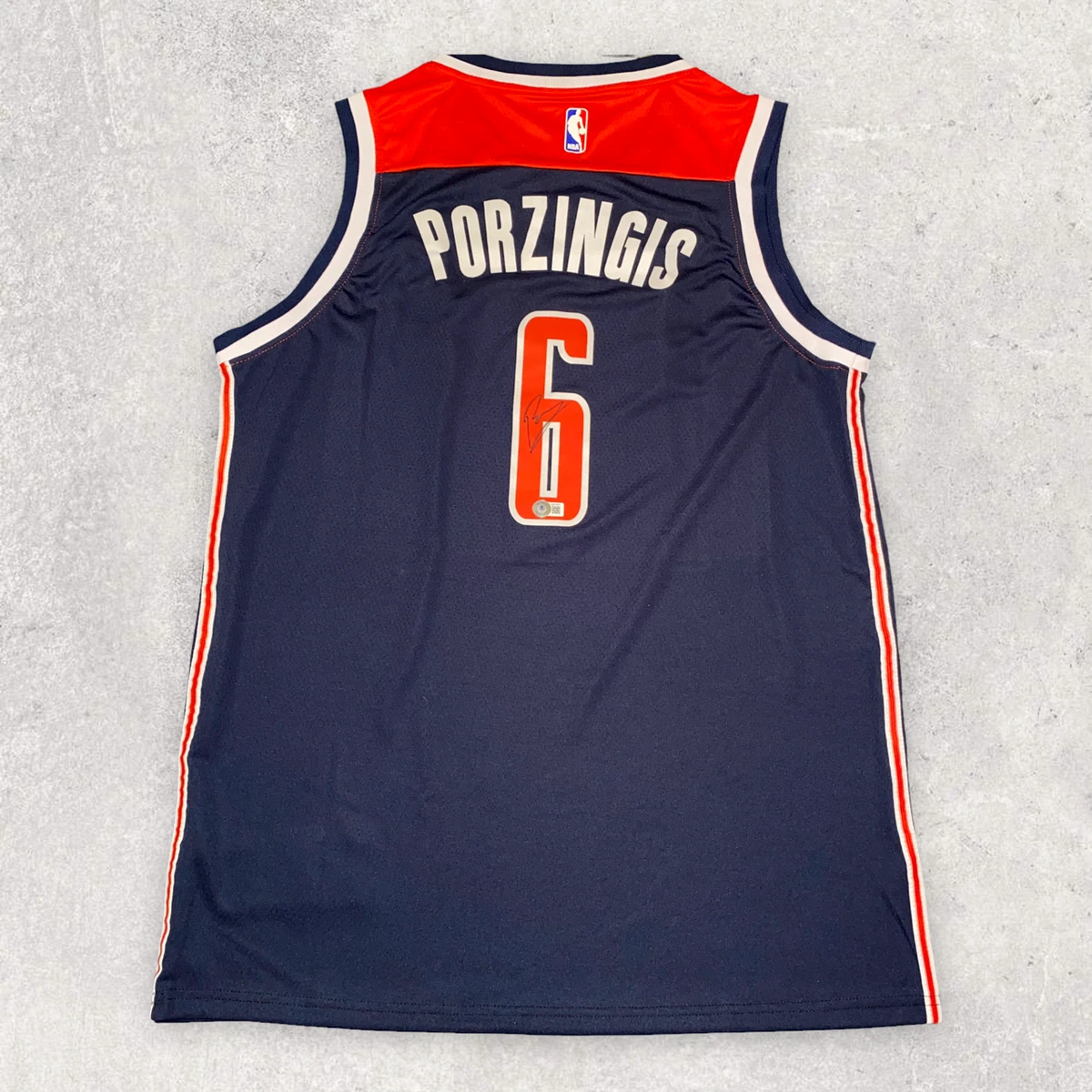 KRISTAPS PORZINGIS WASHINGTON WIZARDS SIGNED / AUTOGRAPHED JERSEY BECKETT  COA