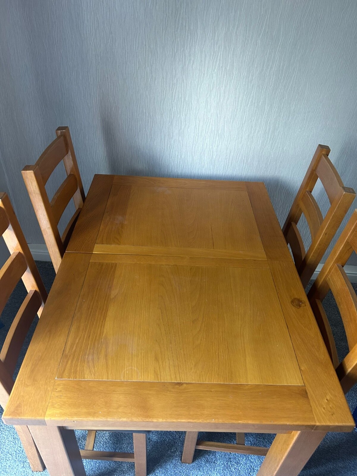 Used Hardwood Extendable Dining Table + 4 Matching Brown Leather Chairs eBay