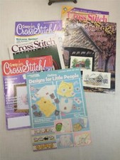 6 diff CROSS STITCH pattern magazines - 1980s - 2000s  covered bridges, kids,etc