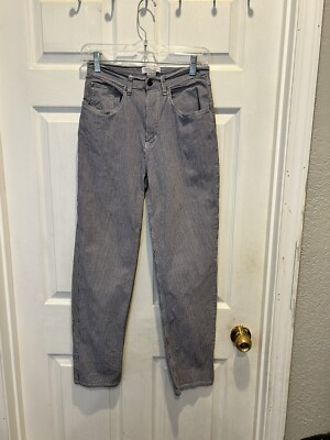 Cherokee Vintage 90s Gingham Tapered High Waist Pants Stretch Navy Blue Sz 6P