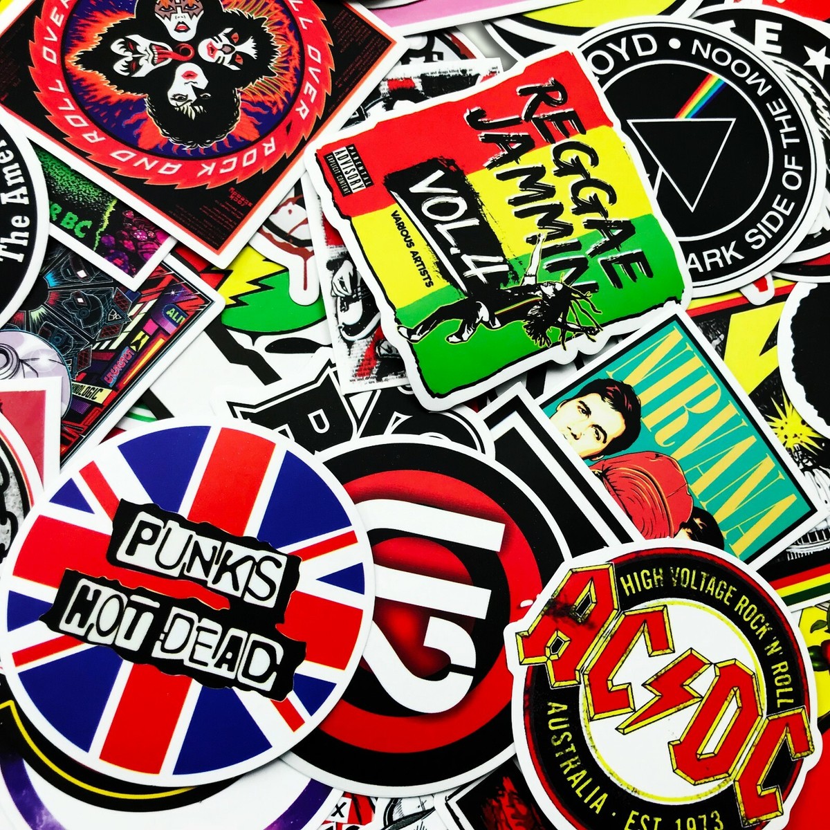 100 PCS Rock Band Logo Stickers Decal Lot Punk Vinyl Music Heavy 