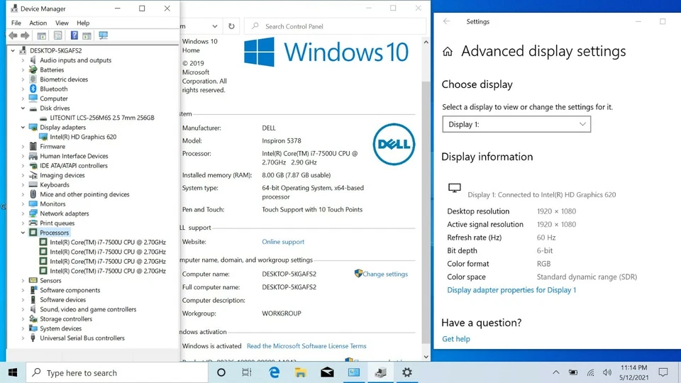 Pantalla Táctil Dell 5378 13.3" FHD IPS, i7-7500U 8GB 256GB SSD 2en1 💎 Foto 4 de 4