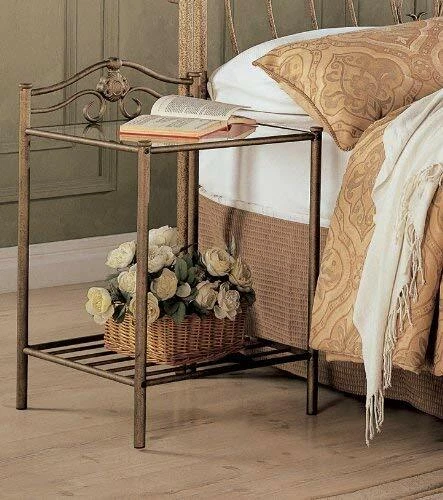 Metal glass nightstand deals