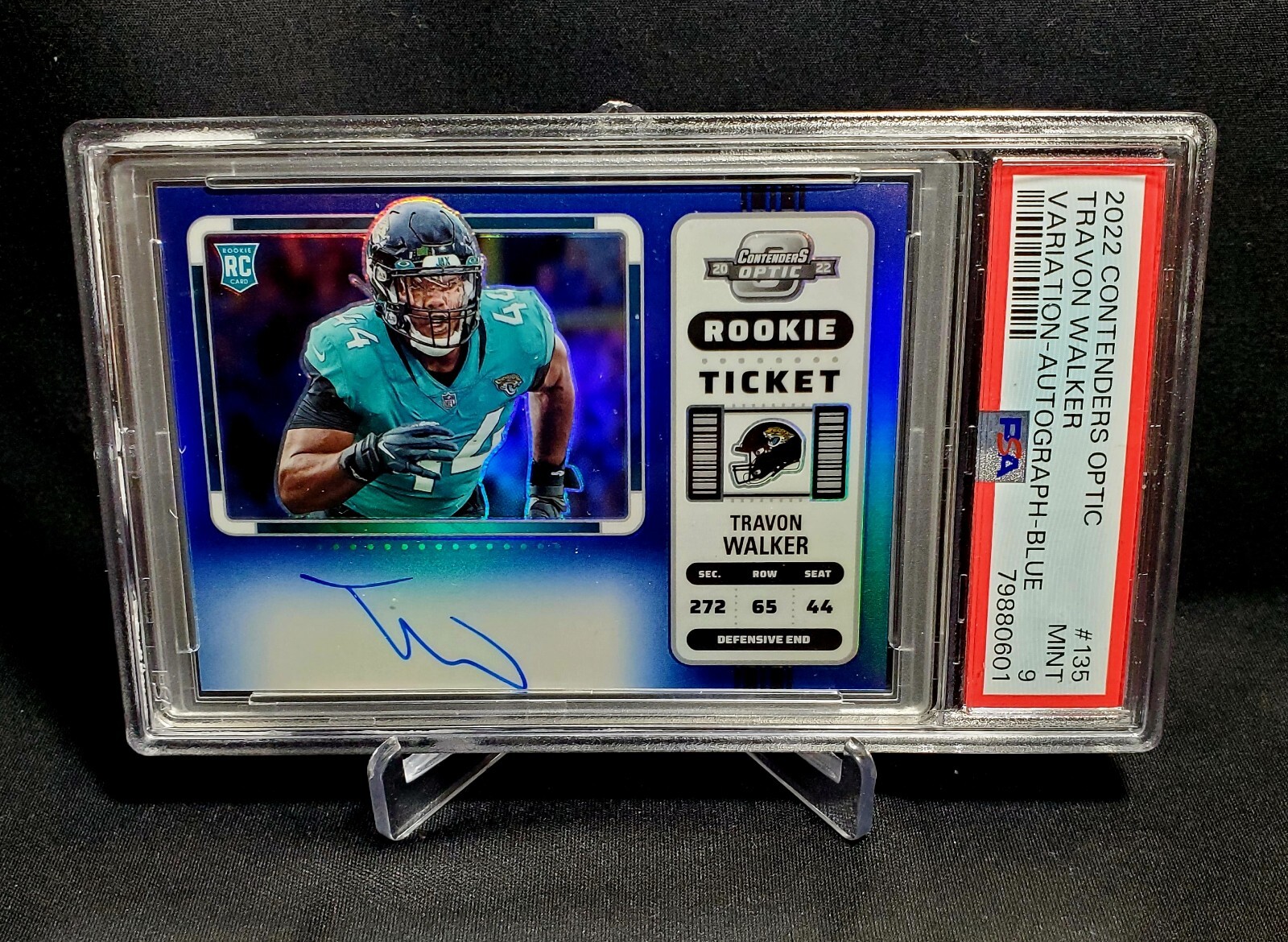 TRAVON WALKER 2022 CONTENDERS OPTIC ROOKIE TICKET  AUTO BLUE PSA 9 MNT - JAGS