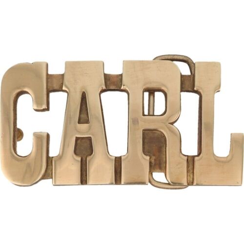 New Brass Carl Karl Name Old School Hippie Hippy Retro NOS Vintage Belt Buckle