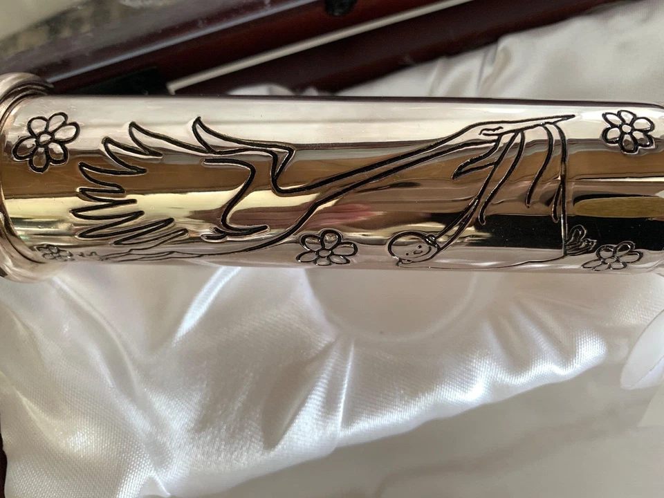 Caja de música de recuerdo y primer rizo plateado para bebé y certificado de primer diente y brith Foto 4 de 4