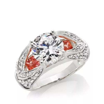 Victoria Wieck Sterlingsilber rosa & weiße Zirkonia Stegring, Größe 7