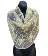 NEW Gold Shawl Large Lace Floral Wedd Accessories Mother of Bride Anniversary US