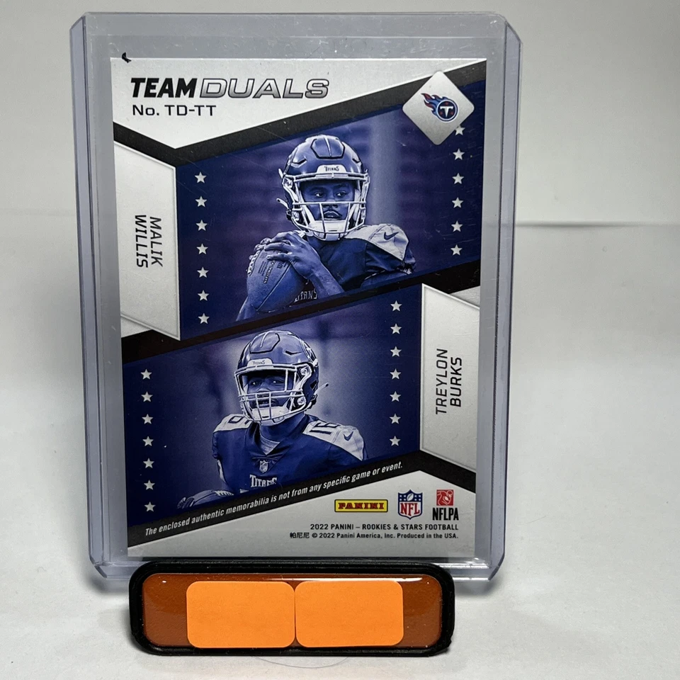 2022 Rookies And Stars Malik Willis /Burks Rookie Dual Patch #’d 119/249 - Image 2 of 2