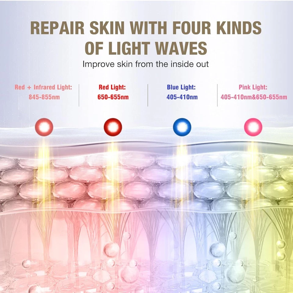 Máscara facial inalámbrica de terapia de luz LED 4C máscara de terapia de luz facial luz infrarroja Foto 4 de 4