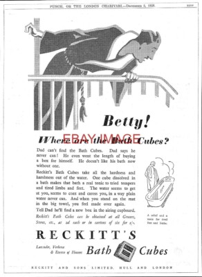 1928 Reklame für RECKITT'S parfümierte Badewürfel #3 Original Art Deco Druck Reklame 728G