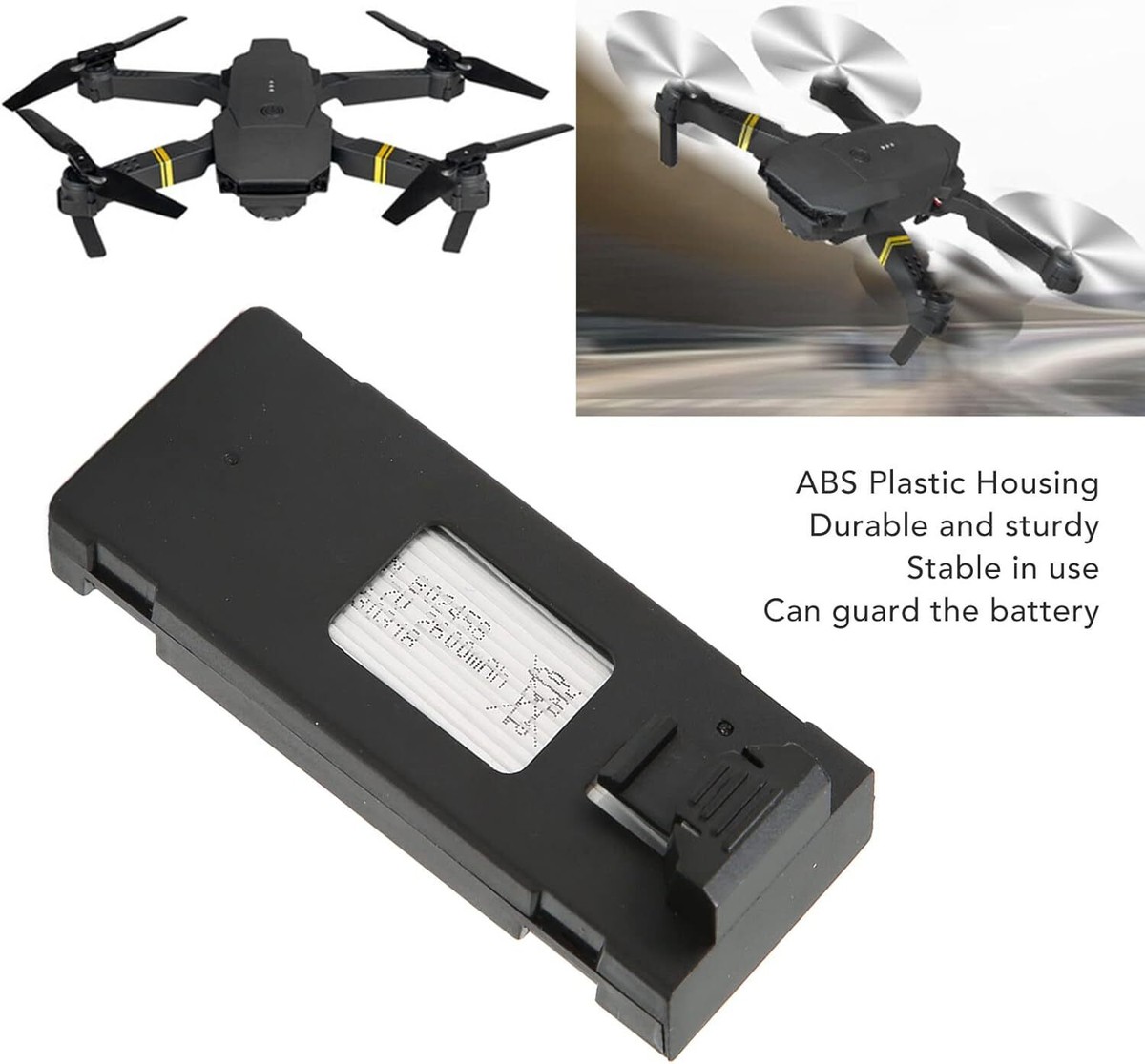 Batería RC Drone 3.7V 2600mAh De Reemplazo – Compatible Con E88, E88MAX, E525, E99, K3, ABS, Ligera