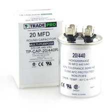 20/5  NEW TRADEPRO - TP-CAP-20/5/440R Round Run Capacitor 20+5 MFD 440 Volt