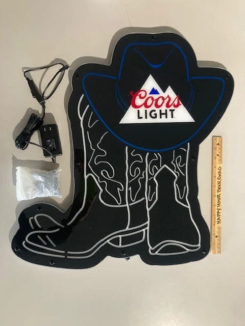 🔥Coors Light Motion Animated Country Boot LED borda iluminada placa de cerveja - Imagem 2 de 4