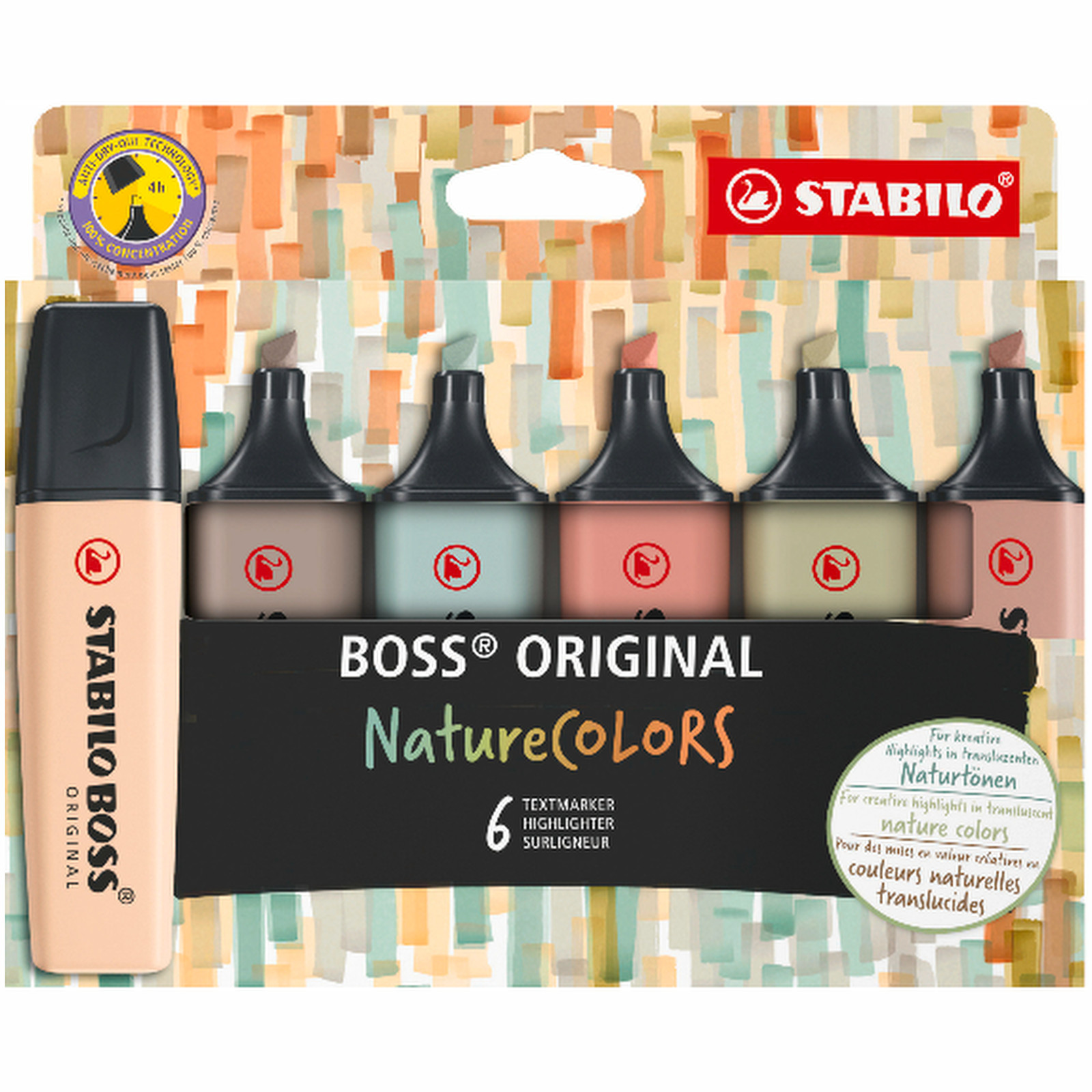 STABILO BOSS Original NatureCOLORS Highlighters 6 Pack Chisel Tip Assorted