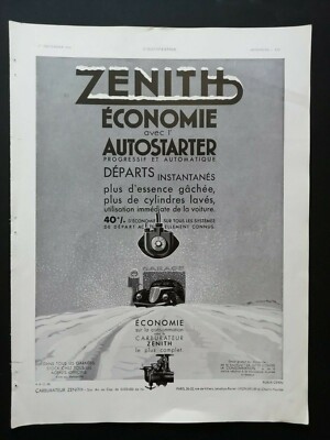 Automobile Accessories Autostarter Carburetor ZENITH Back UNDERWOOD 1932