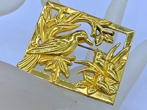 Authentic VINTAGE STERLING SILVER GOLD PLATED BIRDS FLOWERS AESTHETIC BROOCH CORO SIGNED
