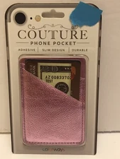 Couture Cell Phone Pocket-cash/ Cards Adhesive Slim Design- Platinum/ Purple New