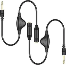 3.5mm Headphone Extension Cable, 2-Pack with Volume Control, 10-Inch Length