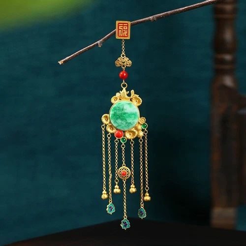 Antiker Stil Anhänger Brosche Taille Jade Ornamente chinesische Hanfu hängende Quaste - Bild 23 von 24
