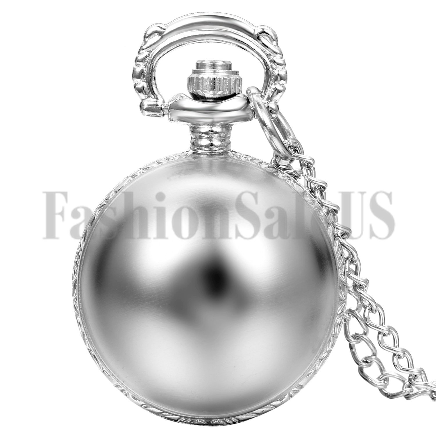 Polished Silver Smooth Digital Dial Quartz Pocket Watch Pendant Necklace Chain eBay