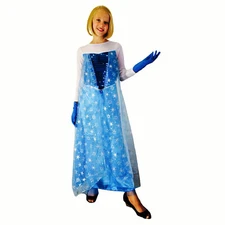 NEW 10-12 L FROZEN ELSA COSTUME PLAY DRESS GOWN CAPE HALLOWEEN GIFT GIRL DISNEY