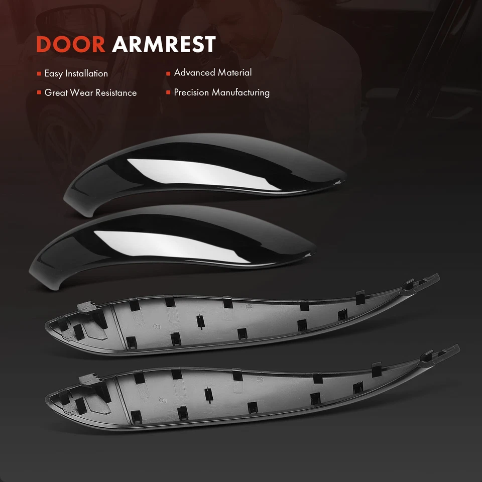 Juego de 4 cubiertas de moldura de manija de puerta interior delantera y trasera negra para BMW F30 318i Foto 3 de 4