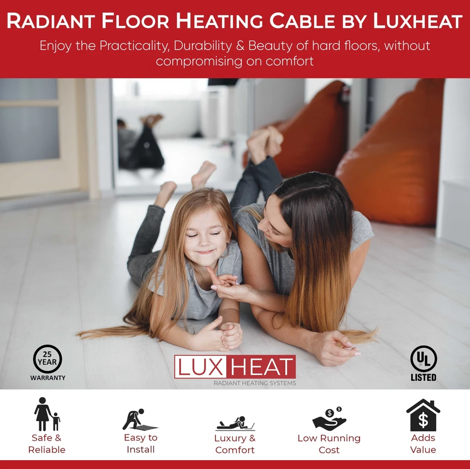 LuxHeat Cable Kit 120v (10-150sqft) Electric Radiant Floor Heating System Tile + - Image 2 of 4