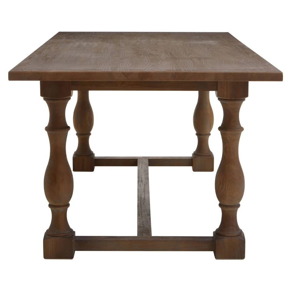 Rectangular Oak Wood Antique  Style 200cm Large Dining Table - Image 4 of 4