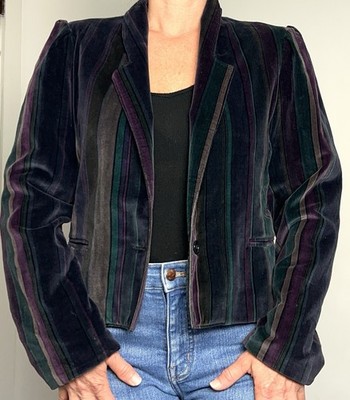 Vintage Velvet Striped Goth Dark Academia Blazer Small