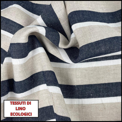 PURE LINEN FABRIC FOR CURTAINS CLOTHING SOFAS SHRIMP BY THE METER blue beige