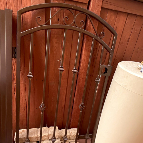 Brown Metal Pedestrian Garden Gate Panel, Curved Top, Single Swing, 1 Pc