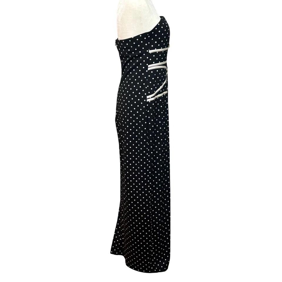 Blondie Nites by Linda Bernell Black Polka Dot Strapless Maxi Dress - Size 13 - Image 4 of 4