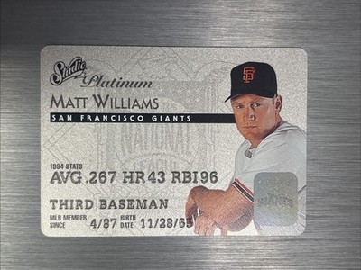 MATT WILLIAMS Platinum Card 1995 Studio #24 MLB San Francisco Giants  MINT 