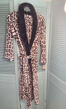 NOS NATORI Long Plush Wrap Robe Size Small, Animal Print