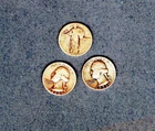 LOT OF 3  - 1929 - 1948 - 1951 - US Quarters - Worn Coins - 90% Silver  (C-62)