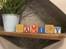 Vintage Wooden Children's Alphabet ABC Blocks FAMILY Word Block
