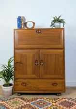 Vintage Retro Ercol Bureau Cabinet Windsor LT Finish Elm Blue Label Del Avail