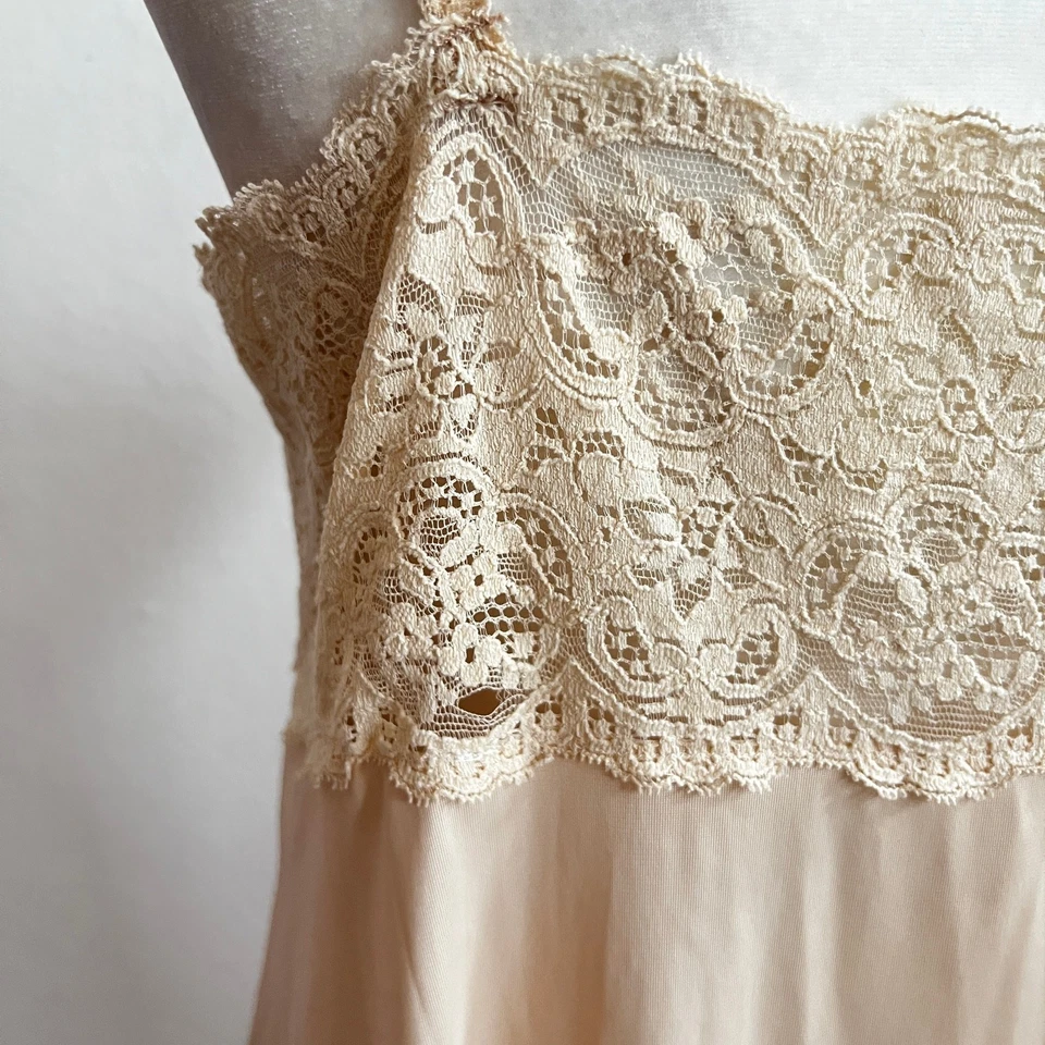 Camisón Babydoll Vintage Vassarette Encaje Vestido sin Mangas Coqueta Suave Niña Mediano Foto 3 de 4