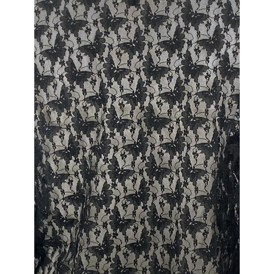 Top corto transparente manga larga de encaje negro con cuello en V negro talla XL de H&M Divided para mujer Foto 2 de 4