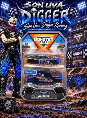 Monster Jam/ Spin Master series 2 Son-Uva Digger monster truck/ race car  combo