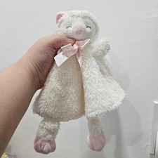 Stephan Baby White Cream Pink Owl Circle Lovey Security Blanket Blankie Plush